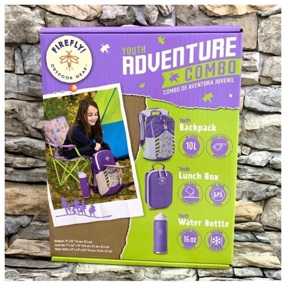 New Firefly Outdoor Gear Youth Adventure Combo Purple Backpack Bottle Lunch Box - Picture 1 of 4